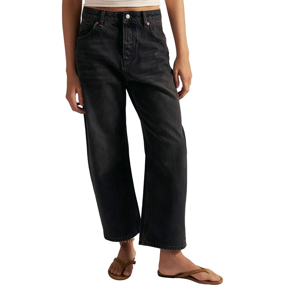 We The Free Hypnosis Mid Rise Boyfriend Jeans Black Size 30 NWT Slouchy Grunge